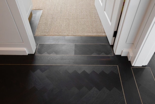 Solid European Oak Parquetry Flooring Herringbone Brass Borders Sydney